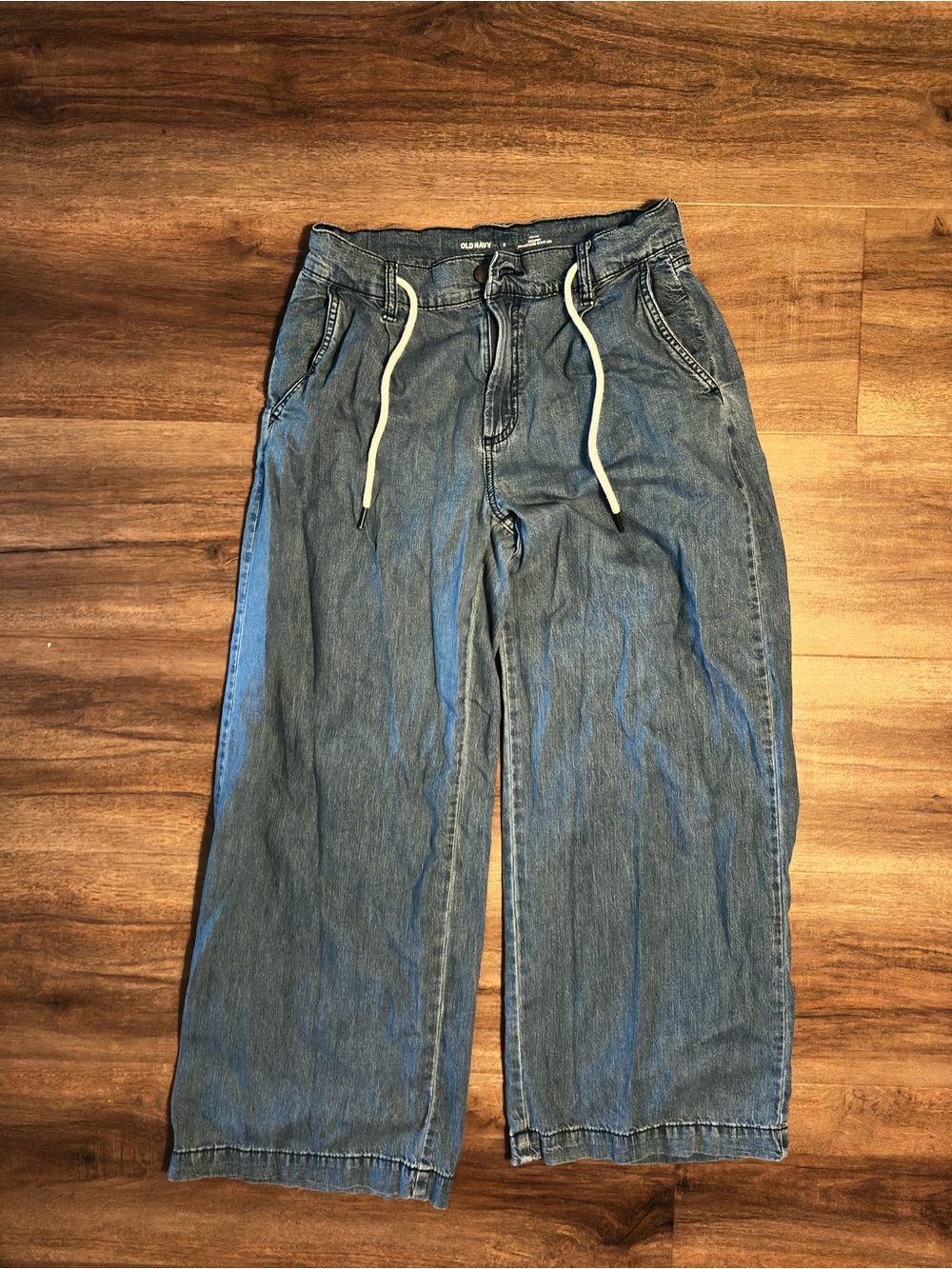 Old Navy High-Rise Drapey Drawcord Wide Leg Jeans